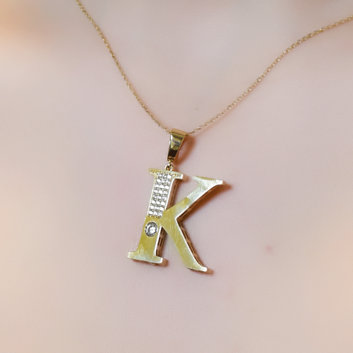 K HARFİ TAŞLI KOLYE UCU 14 AYAR A064976 K HARFİ TAŞLI KOLYE UCU 14 AYAR A064976