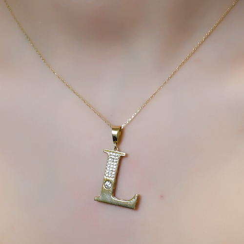 L HARFLİ&TAŞLI KOLYE UCU 14 AYAR A064985 L HARFLİ&TAŞLI KOLYE UCU 14 AYAR A064985