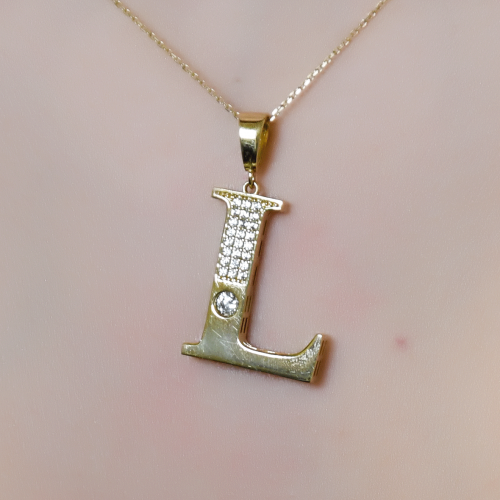 L HARFLİ&TAŞLI KOLYE UCU 14 AYAR A064985 L HARFLİ&TAŞLI KOLYE UCU 14 AYAR A064985