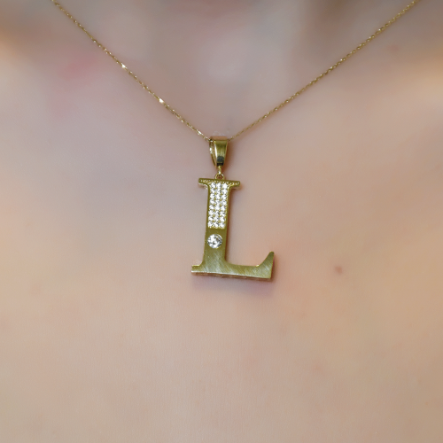 L HARFLİ&TAŞLI KOLYE UCU 14 AYAR A064986 L HARFLİ&TAŞLI KOLYE UCU 14 AYAR A064986