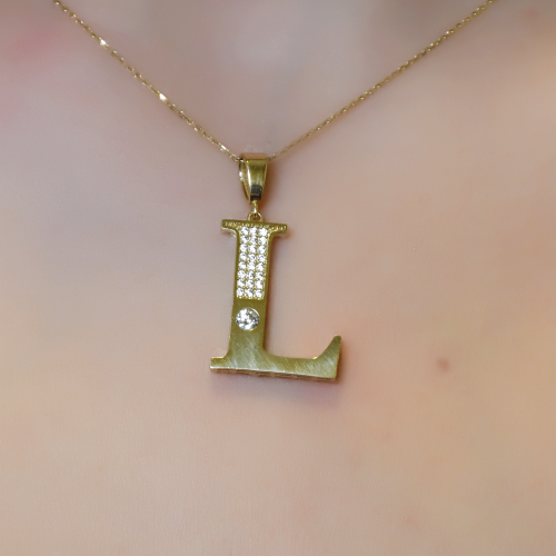 L HARFLİ&TAŞLI KOLYE UCU 14 AYAR A064986 L HARFLİ&TAŞLI KOLYE UCU 14 AYAR A064986