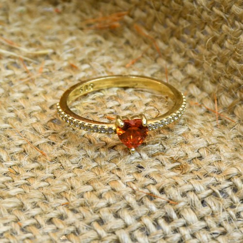 YAN KOLLARI TAŞLI TURUNCU TAŞLI KALP 14 AYAR A065282 YAN KOLLARI TAŞLI TURUNCU TAŞLI KALP 14 AYAR A065282