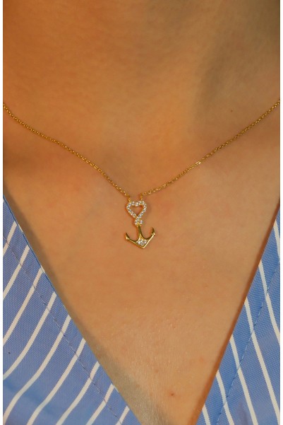 KALPLİ ÇAPA MODEL KOLYE 22 AYAR A070138 KALPLİ ÇAPA MODEL KOLYE 22 AYAR A070138