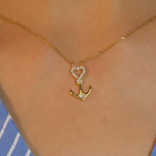 KALPLİ ÇAPA MODEL KOLYE 22 AYAR A070138