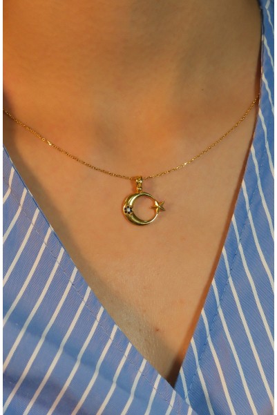 AY YILDIZ KOLYE 22 AYAR A070717 AY YILDIZ KOLYE 22 AYAR A070717