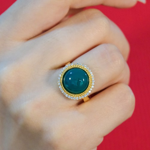 YEŞİL TAŞLI YÜZÜK 22 AYAR A072390 YEŞİL TAŞLI YÜZÜK 22 AYAR A072390