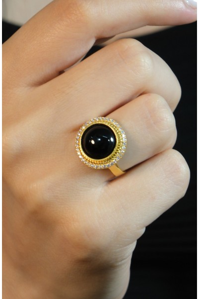 SİYAH TAŞLI YÜZÜK 22 AYAR A072412