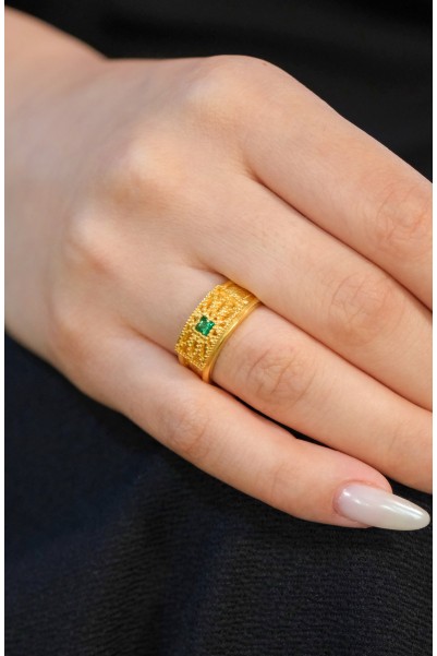 YEŞİL TAŞLI FANTAZİ YÜZÜK 22 AYAR A074041 YEŞİL TAŞLI FANTAZİ YÜZÜK 22 AYAR A074041