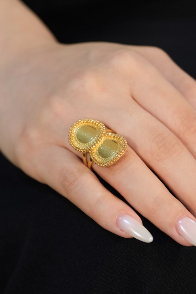 ÇİFT ÇEYREKLİ YÜZÜK 22 AYAR A074483