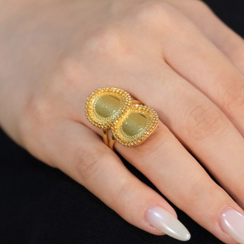 ÇİFT ÇEYREKLİ YÜZÜK 22 AYAR A074483