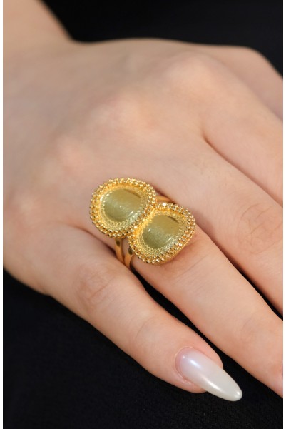 ÇİFT ÇEYREKLİ YÜZÜK 22 AYAR A074483