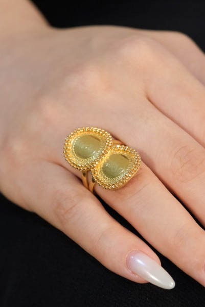 ÇİFT ÇEYREKLİ YÜZÜK 22 AYAR A074483