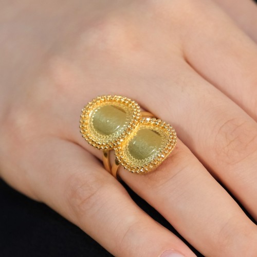 ÇİFT ÇEYREKLİ YÜZÜK 22 AYAR A074483