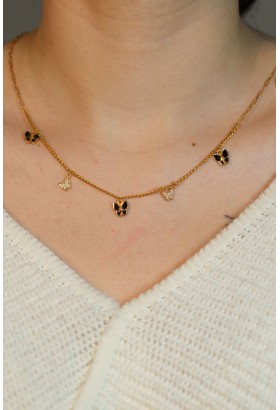 SİYAH MİNELİ KELEBEK KOLYE 22 AYAR A074925 SİYAH MİNELİ KELEBEK KOLYE 22 AYAR A074925