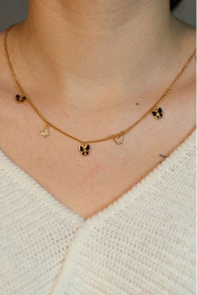 SİYAH MİNELİ KELEBEK KOLYE 22 AYAR A074925 SİYAH MİNELİ KELEBEK KOLYE 22 AYAR A074925