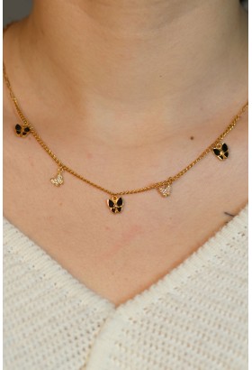 SİYAH MİNELİ KELEBEK KOLYE 22 AYAR A074925 SİYAH MİNELİ KELEBEK KOLYE 22 AYAR A074925