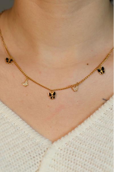 SİYAH MİNELİ KELEBEK KOLYE 22 AYAR A074925 SİYAH MİNELİ KELEBEK KOLYE 22 AYAR A074925