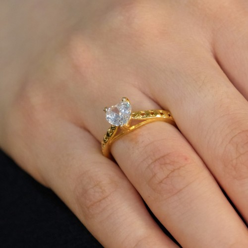 KALPLİ TEKTAŞ YÜZÜK 22 AYAR A075158 KALPLİ TEKTAŞ YÜZÜK 22 AYAR A075158