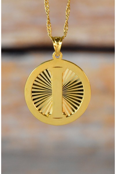 I HARF EFEKTLİ PLAKA KOLYE UCU 22 AYAR A075854