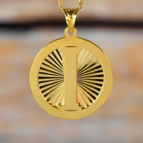 I HARF EFEKTLİ PLAKA KOLYE UCU 22 AYAR A075854