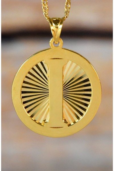 I HARF EFEKTLİ PLAKA KOLYE UCU 22 AYAR A075854