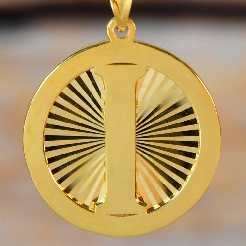 I HARF EFEKTLİ PLAKA KOLYE UCU 22 AYAR A075854