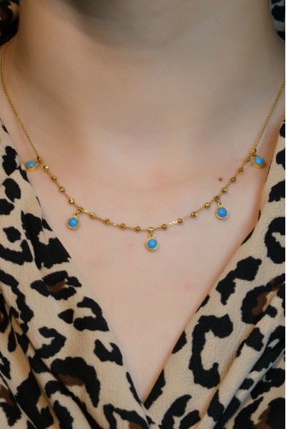 MAVİ TAŞLI DORİKA KOLYE 22 AYAR A076081 MAVİ TAŞLI DORİKA KOLYE 22 AYAR A076081