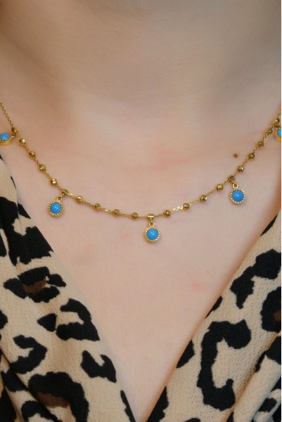 MAVİ TAŞLI DORİKA KOLYE 22 AYAR A076081 MAVİ TAŞLI DORİKA KOLYE 22 AYAR A076081