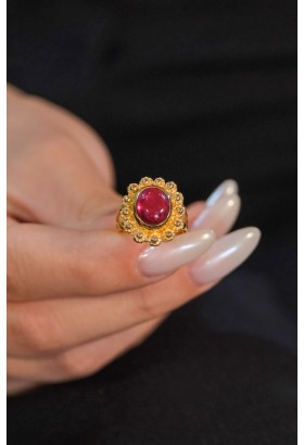 KIRMIZI TAŞLI YÜZÜK 22 AYAR A076132 KIRMIZI TAŞLI YÜZÜK 22 AYAR A076132