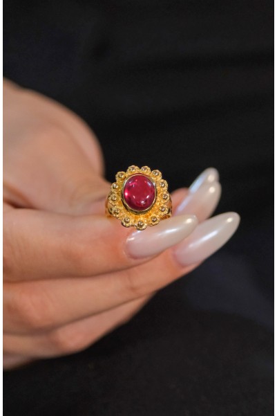 KIRMIZI TAŞLI YÜZÜK 22 AYAR A076132 KIRMIZI TAŞLI YÜZÜK 22 AYAR A076132