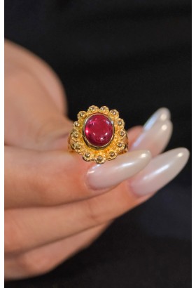 KIRMIZI TAŞLI YÜZÜK 22 AYAR A076132 KIRMIZI TAŞLI YÜZÜK 22 AYAR A076132