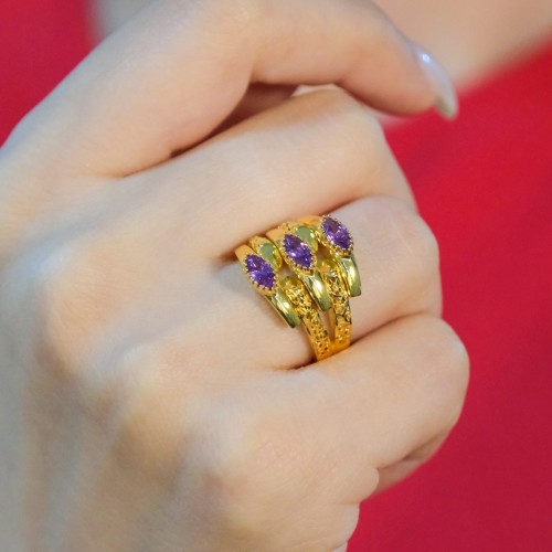 MOR TAŞLI KABURGA YÜZÜK 22 AYAR A076241 MOR TAŞLI KABURGA YÜZÜK 22 AYAR A076241