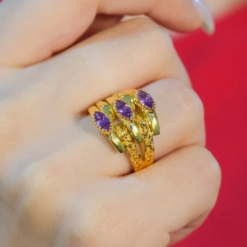 MOR TAŞLI KABURGA YÜZÜK 22 AYAR A076241 MOR TAŞLI KABURGA YÜZÜK 22 AYAR A076241