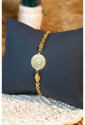 ÇEYREKLİ PULLU ZİNCİR BİLEKLİK 22 AYAR A077142