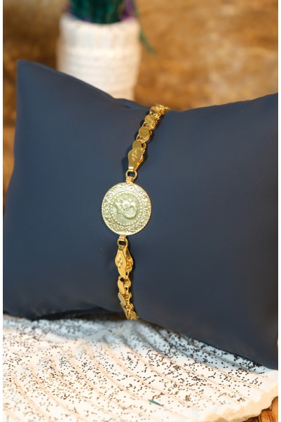 ÇEYREKLİ PULLU ZİNCİR BİLEKLİK 22 AYAR A077142