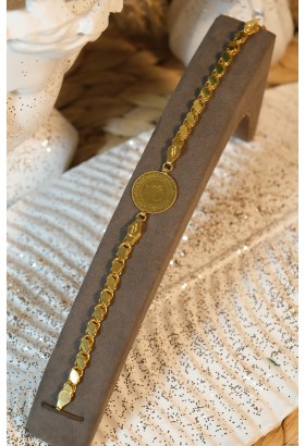 ÇEYREKLİ PULLU ZİNCİR BİLEKLİK 22 AYAR A077142