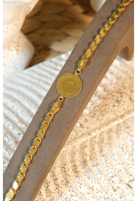 ÇEYREKLİ PULLU ZİNCİR BİLEKLİK 22 AYAR A077142