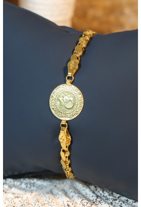 ÇEYREKLİ PULLU ZİNCİR BİLEKLİK 22 AYAR A077142