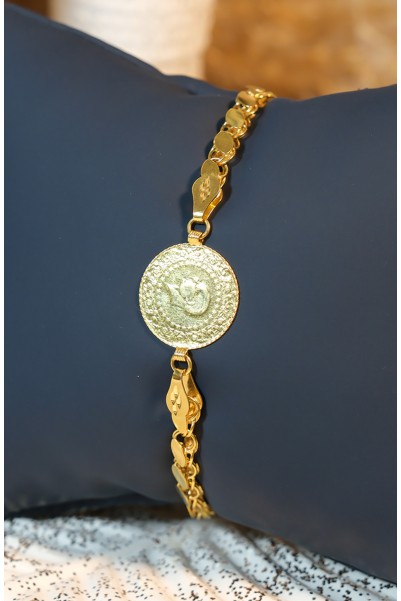 ÇEYREKLİ PULLU ZİNCİR BİLEKLİK 22 AYAR A077142