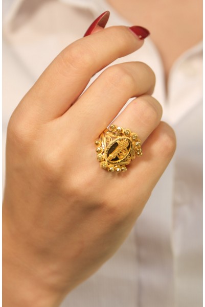 TUĞRA MOTİFLİ DORİKA YÜZÜK 22 AYAR A077273 TUĞRA MOTİFLİ DORİKA YÜZÜK 22 AYAR A077273