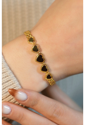 SİYAH MİNELİ KALP BİLEKLİK 22 AYAR A077794