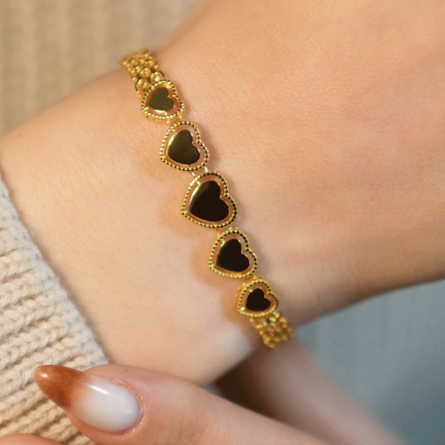 SİYAH MİNELİ KALP BİLEKLİK 22 AYAR A077794 SİYAH MİNELİ KALP BİLEKLİK 22 AYAR A077794