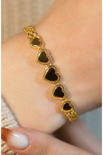 SİYAH MİNELİ KALP BİLEKLİK 22 AYAR A077794