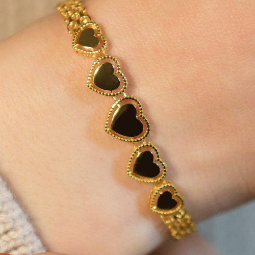 SİYAH MİNELİ KALP BİLEKLİK 22 AYAR A077794 SİYAH MİNELİ KALP BİLEKLİK 22 AYAR A077794