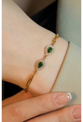 YEŞİL DAMLA TAŞLI BİLEKLİK 22 AYAR A078437