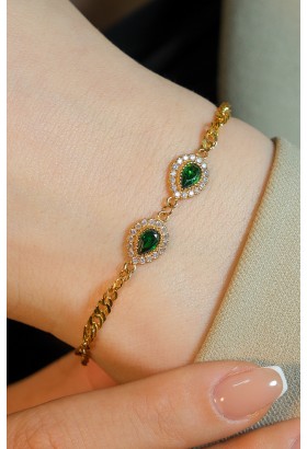 YEŞİL DAMLA TAŞLI BİLEKLİK 22 AYAR A078437