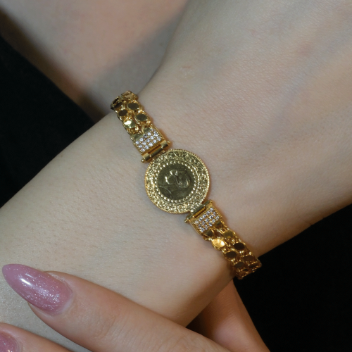 PULLU ZİNCİR ÇEYREKLİ BİLEKLİK 22 AYAR A078439 PULLU ZİNCİR ÇEYREKLİ BİLEKLİK 22 AYAR A078439