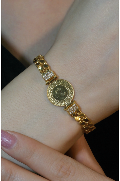 PULLU ZİNCİR ÇEYREKLİ BİLEKLİK 22 AYAR A078439