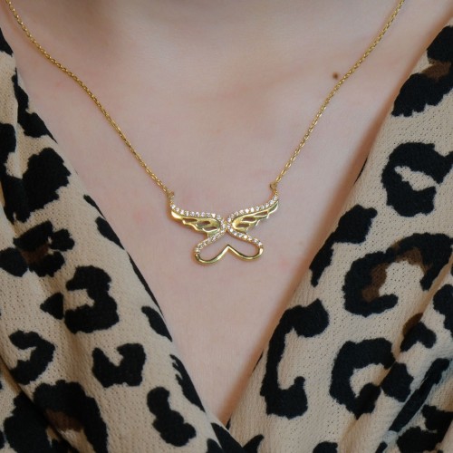 MELEK KANATLI KALP KOLYE 22 AYAR A078492