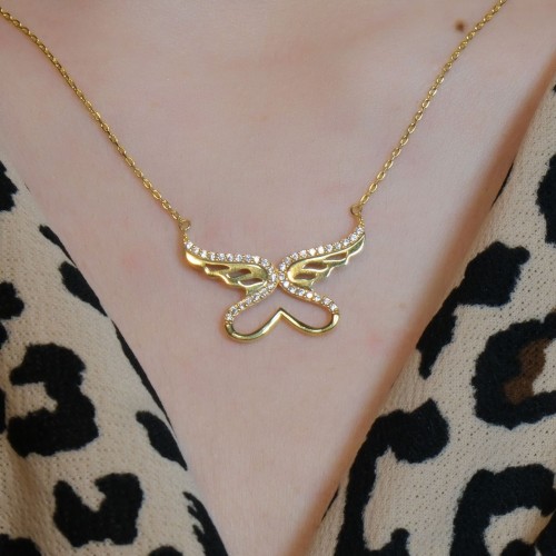 MELEK KANATLI KALP KOLYE 22 AYAR A078492